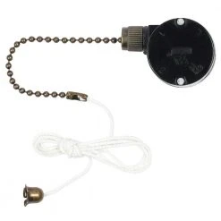 3-Speed Antique Brass Pull Chain Switch for Triple Capacitor Ceiling Fans by Commercial Electric