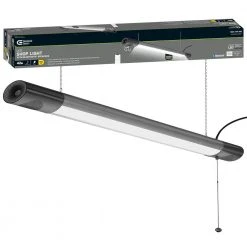 42 in. 64-Watt Equivalent Integrated LED Black Brushed Nickel Shop Light Bluetooth Speakers Workbench Garage 3600 Lumens by Commercial Electric