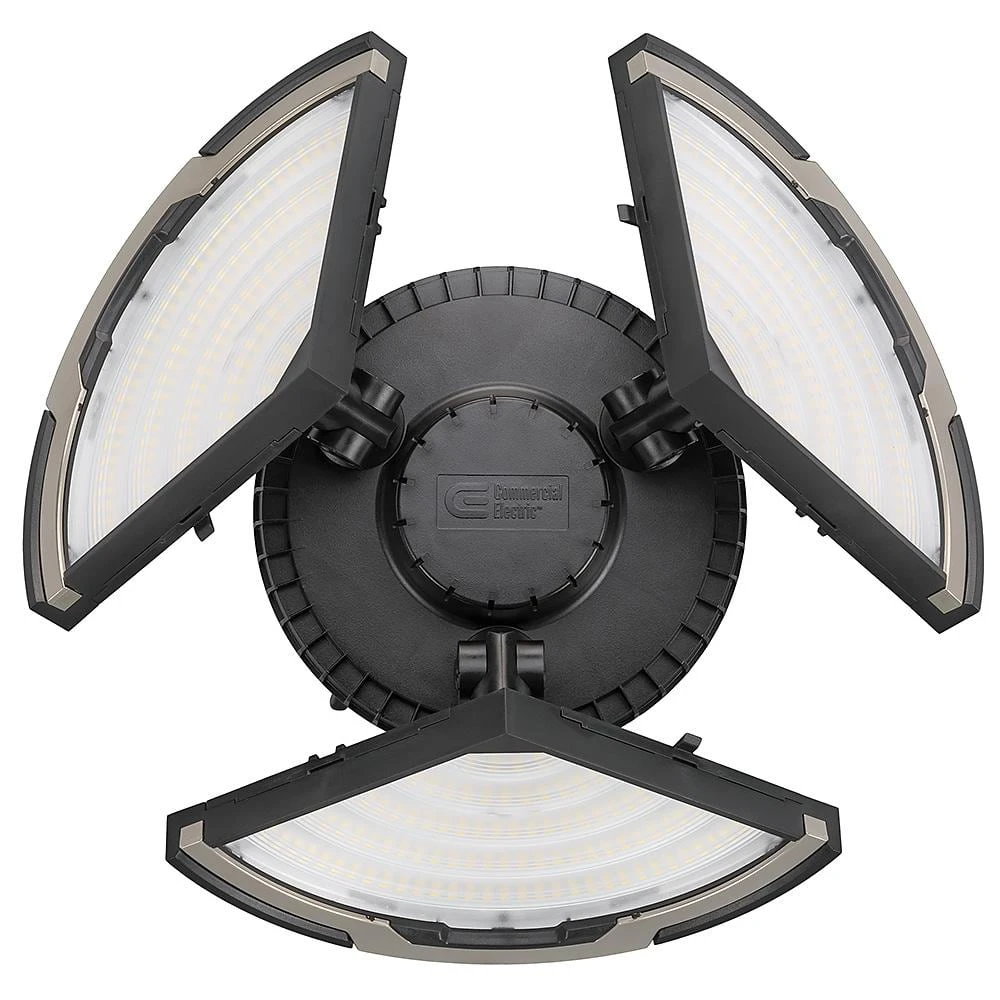 Spin Light 10 in. High Output 4000 Lumens Black LED Flush Mount Ceiling Light with 3 Adjustable Heads 5000K by Commercial Electric