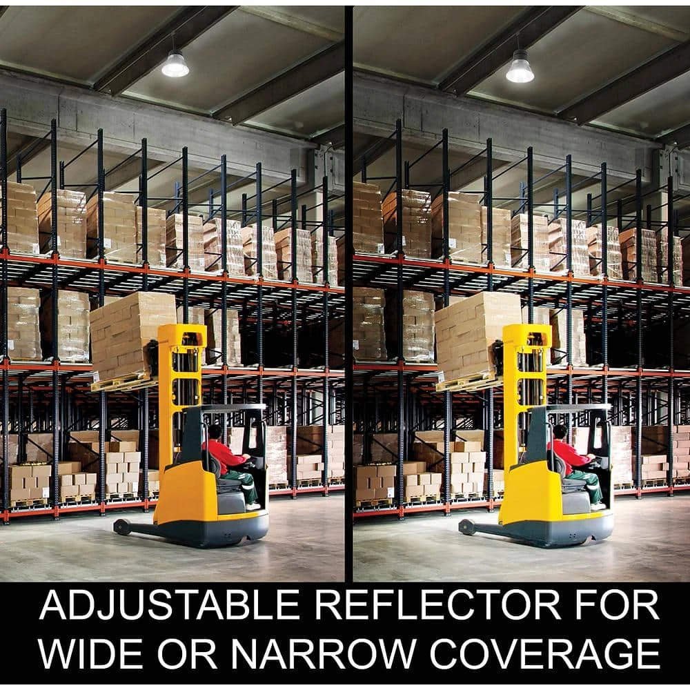 13.4 in. Round 400W Equivalent Integrated LED Brushed Nickel High Bay Light w/ Adjustable Beam 22,000 Lumen (8-Pack) by Commercial Electric - Image 3