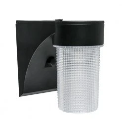 17-Watt Black Outdoor Integrated LED Jelly Jar Wall Pack Light with Dusk to Dawn Control by Commercial Electric