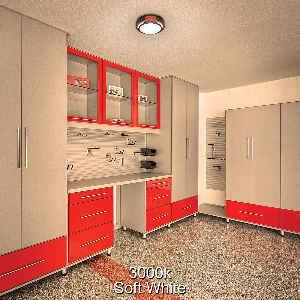 Spin Light 9 in. Heavy Duty Black Red Selectable LED Flush Mount Ceiling Light 1100 Lumens 3000K 4000K 5000K by Commercial Electric - Image 9