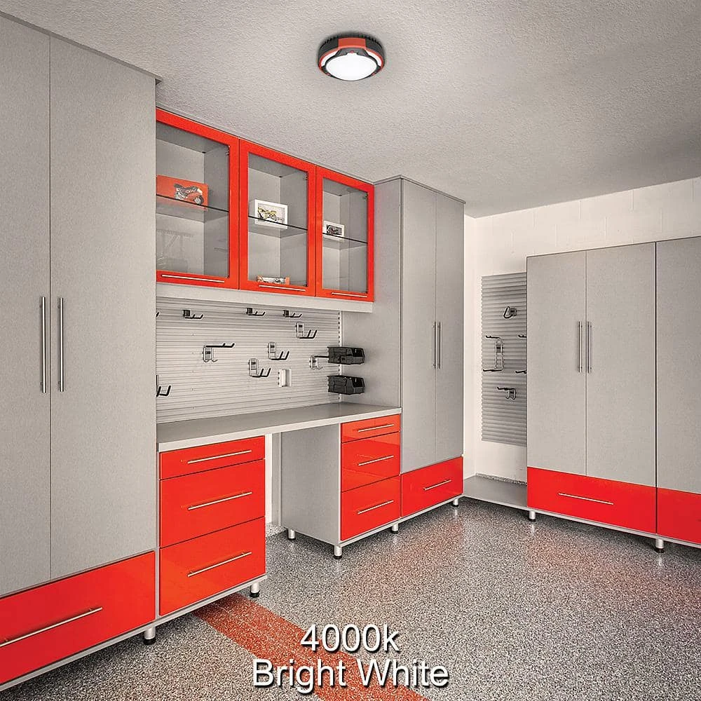 Spin Light 9 in. Heavy Duty Black Red Selectable LED Flush Mount Ceiling Light 1100 Lumens 3000K 4000K 5000K by Commercial Electric - Image 10