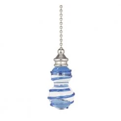 12 in. Brushed Nickel and Blue Swirl Decorative Glass Pull Chain for Ceiling Fans and Lamps by Commercial Electric