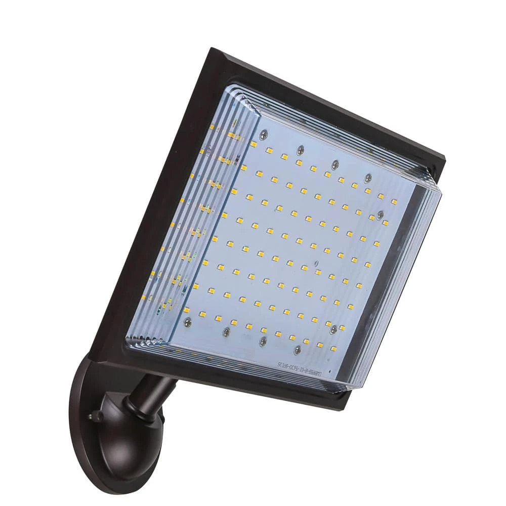 46-Watt Bronze Outdoor Integrated LED Street Lamp Flood Light with Dusk to Dawn Control by Commercial Electric