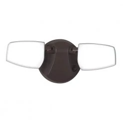 Variable CCT 2000 Lumens Twin Head Bronze Outdoor Integrated LED Floodlight with Integrated Photocontrol by Commercial Electric