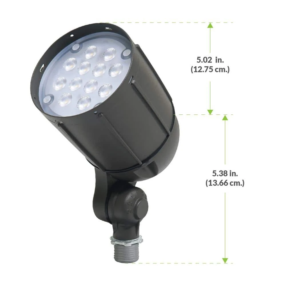 12W Line Voltage Bronze Integrated Outdoor LED Bullet Flood Light and Adjustable Mounting Bracket for Landscape Lighting by Commercial Electric - Image 3