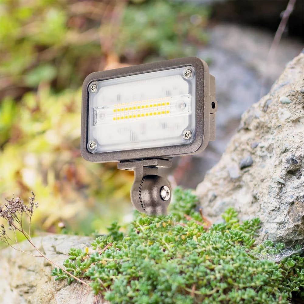 16W Bronze Integrated Outdoor LED Weatherproof Wall Wash Light and Adjustable Mounting Bracket for Landscape Lighting by Commercial Electric - Image 2