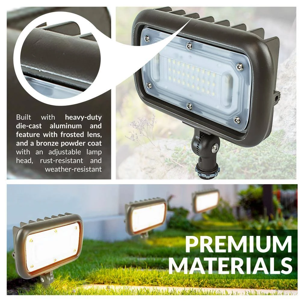 30W Line Voltage Bronze Integrated Outdoor LED Wall Wash Light with Adjustable Mounting Bracket for Landscape Lighting by Commercial Electric - Image 7