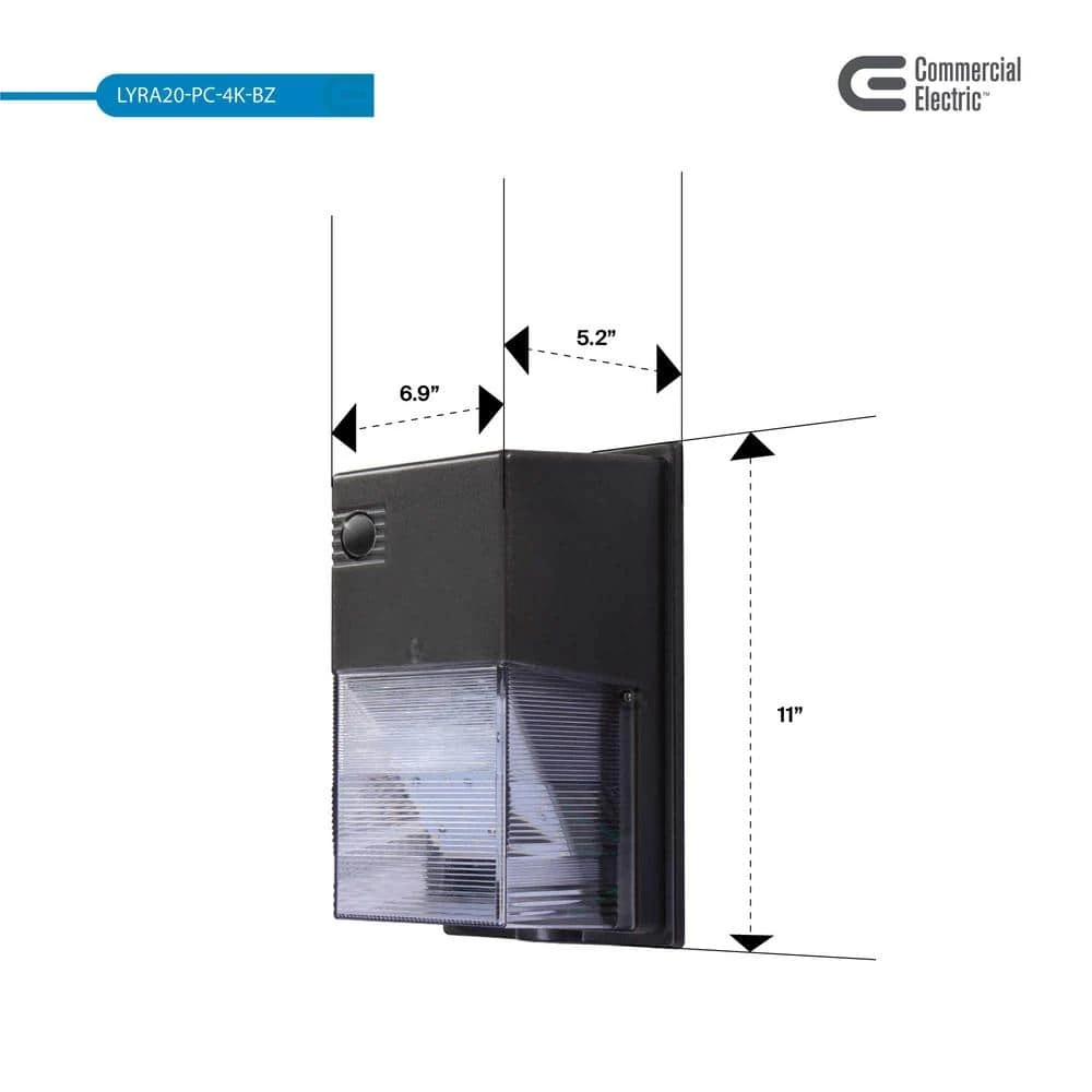 150-Watt Equivalent Integrated Outdoor LED Wall Pack, 2500 Lumens, Dusk to Dawn Outdoor Security Light (2-Pack) by Commercial Electric - Image 3