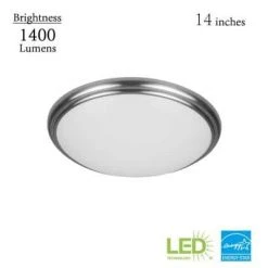 14 in. Brushed Nickel and Oil-Rubbed Bronze Selectable Integrated LED Flush Mount with Interchangeable Trim by Commercial Electric