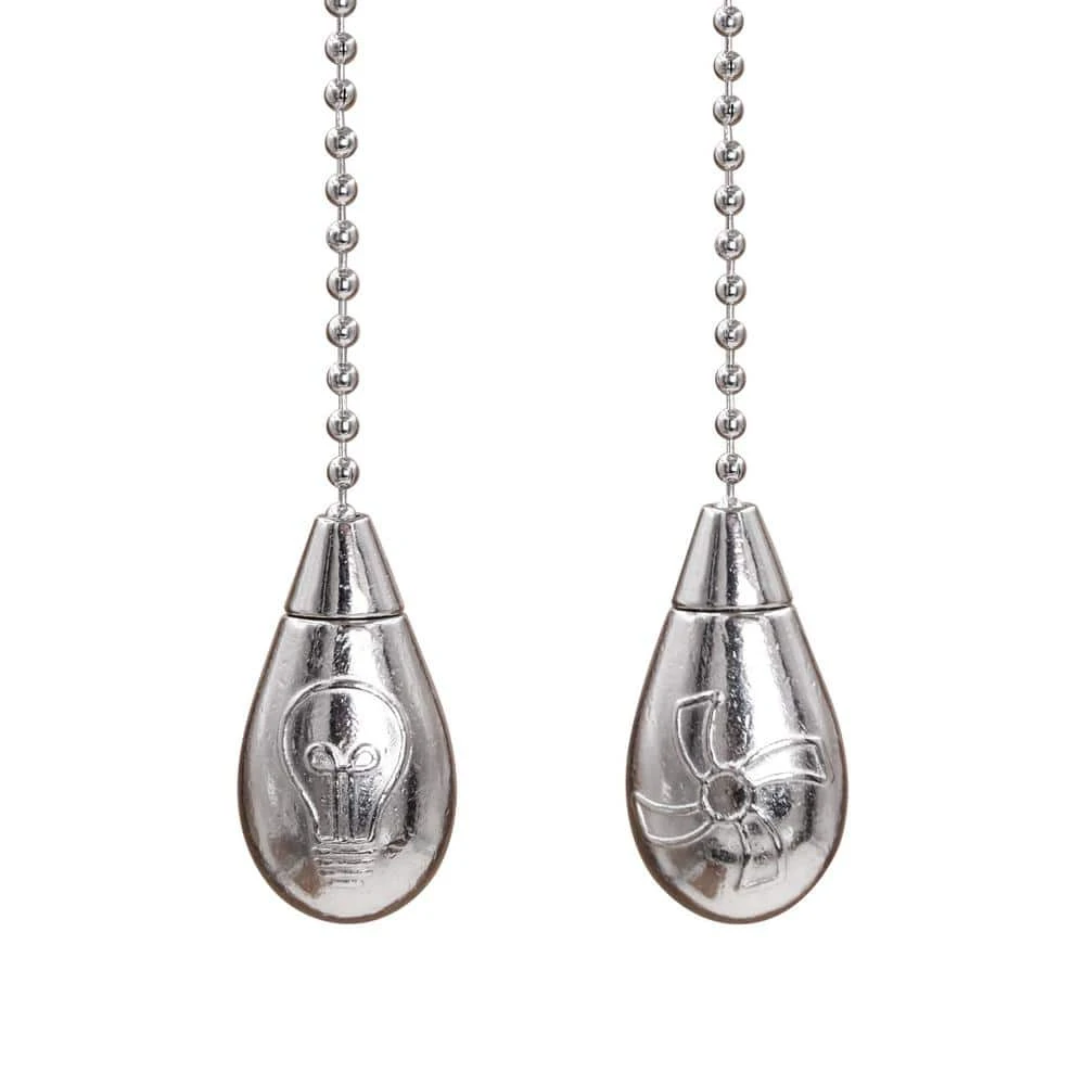 6 in. Brushed Nickel Light Bulb and Fan Pull Chain Set by Commercial Electric
