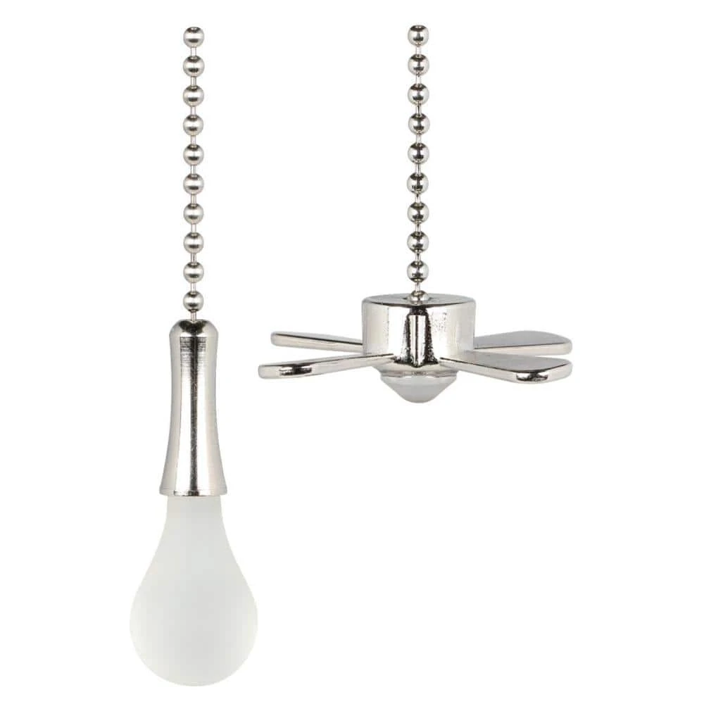 12 in. Brushed Nickel Light Bulb and Fan Pull Chain Set by Commercial Electric