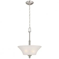 Creekford 3-Light Brushed Nickel Pendant with Frosted Glass Shade by Commercial Electric