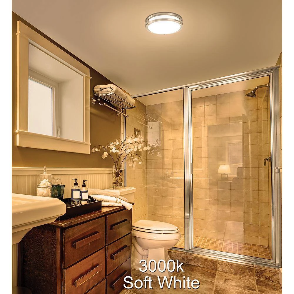 11 in. Orbit Round Brushed Nickel Color Selectable LED Flush Mount Ceiling Light 1000 Lumens Dimmable by Commercial Electric - Image 9