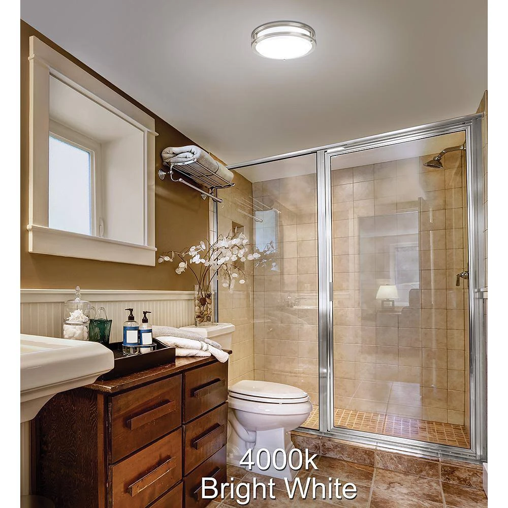 11 in. Orbit Round Brushed Nickel Color Selectable LED Flush Mount Ceiling Light 1000 Lumens Dimmable by Commercial Electric - Image 10