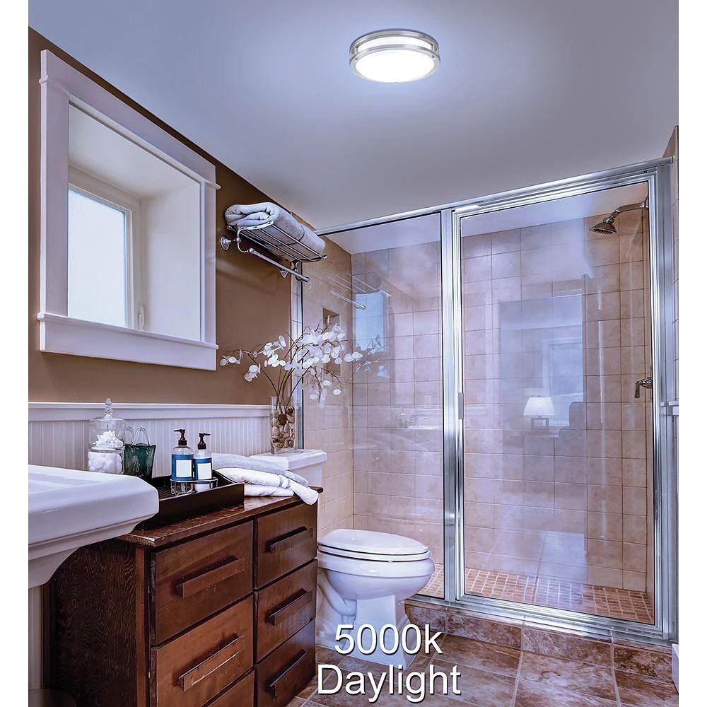 11 in. Orbit Round Brushed Nickel Color Selectable LED Flush Mount Ceiling Light 1000 Lumens Dimmable by Commercial Electric - Image 11