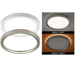 11 in. Color Selectable LED Flush Mount Ceiling Light w/ Night Light Optional White and Brushed Nickel Trim Rings by Commercial Electric