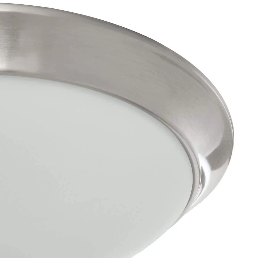 11 in. 120-Watt Equivalent Brushed Nickel 2700K CCT LED Ceiling Light Flush Mount with Frosted White Glass Shade by Commercial Electric - Image 9