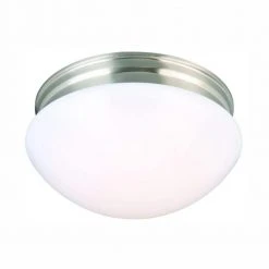9 in. 120-Watt Equivalent Brushed Nickel Integrated LED Mushroom Flush Mount with White Acrylic Shade by Commercial Electric