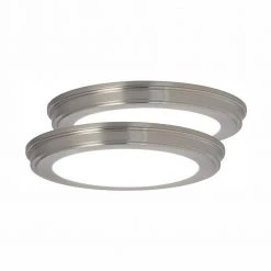 13 in. Brushed Nickel Selectable CCT Color Changing LED Round Ceiling Flush Mount Light Fixture (2-Pack) by Commercial Electric