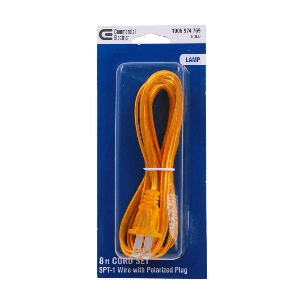 8 ft. Gold Lamp Cord and Molded Plug Set with Stripped Ends Ready for Wiring by Commercial Electric - Image 2