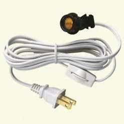 6 ft. White Candelabra Base Socket and Cord with Switch and Plug Set by Commercial Electric