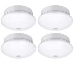 60-Watt Equivalent 7 in. E26 Motion Sensor LED Light Bulb Customize Hold Times Closet Rated in Bright White (4-Pack) by Commercial Electric