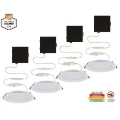 Slim Baffle 4 in. Color Selectable New Construction and Remodel Canless Recessed Integrated LED Kit (4-Pack) by Commercial Electric