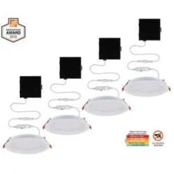Slim Baffle 6 in. Color Selectable New Construction and Remodel Canless Recessed Integrated LED Kit (4-Pack) by Commercial Electric