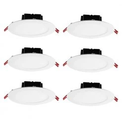 6 in. White Flush Round Wet Rated LED Integrated Recessed Lighting Kit (6-Pack) by Commercial Electric