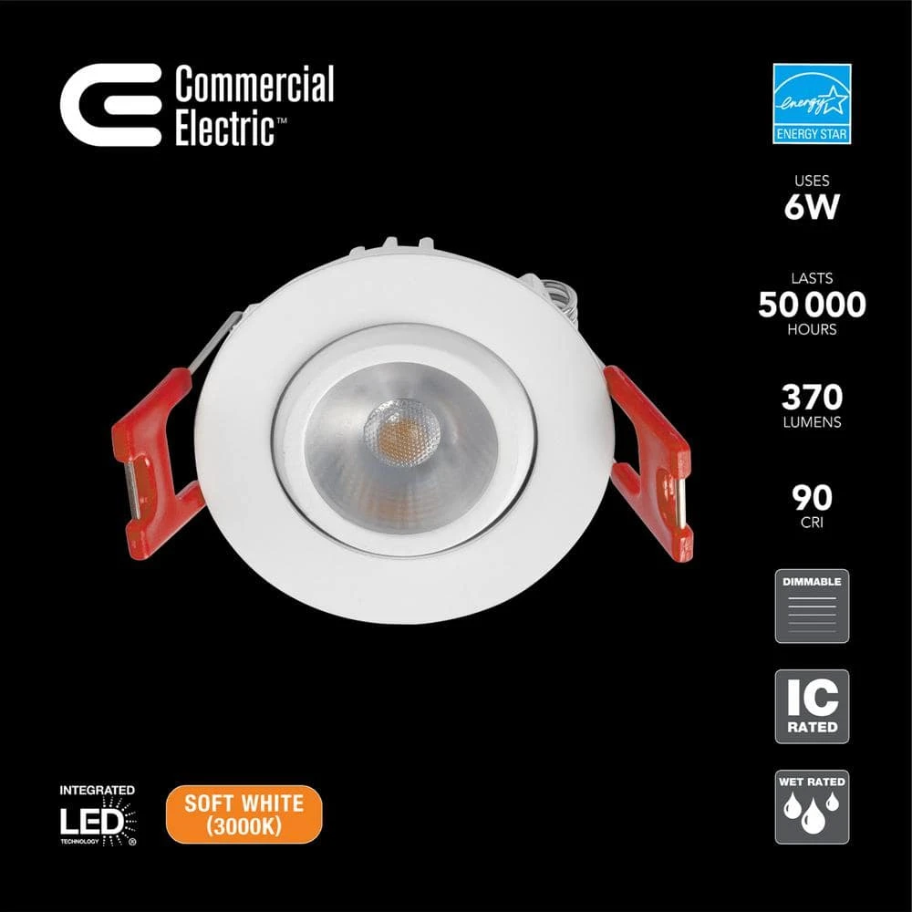 2 in. White Gimble LED Integrated Trimless Recessed Lighting Kit by Commercial Electric - Image 2