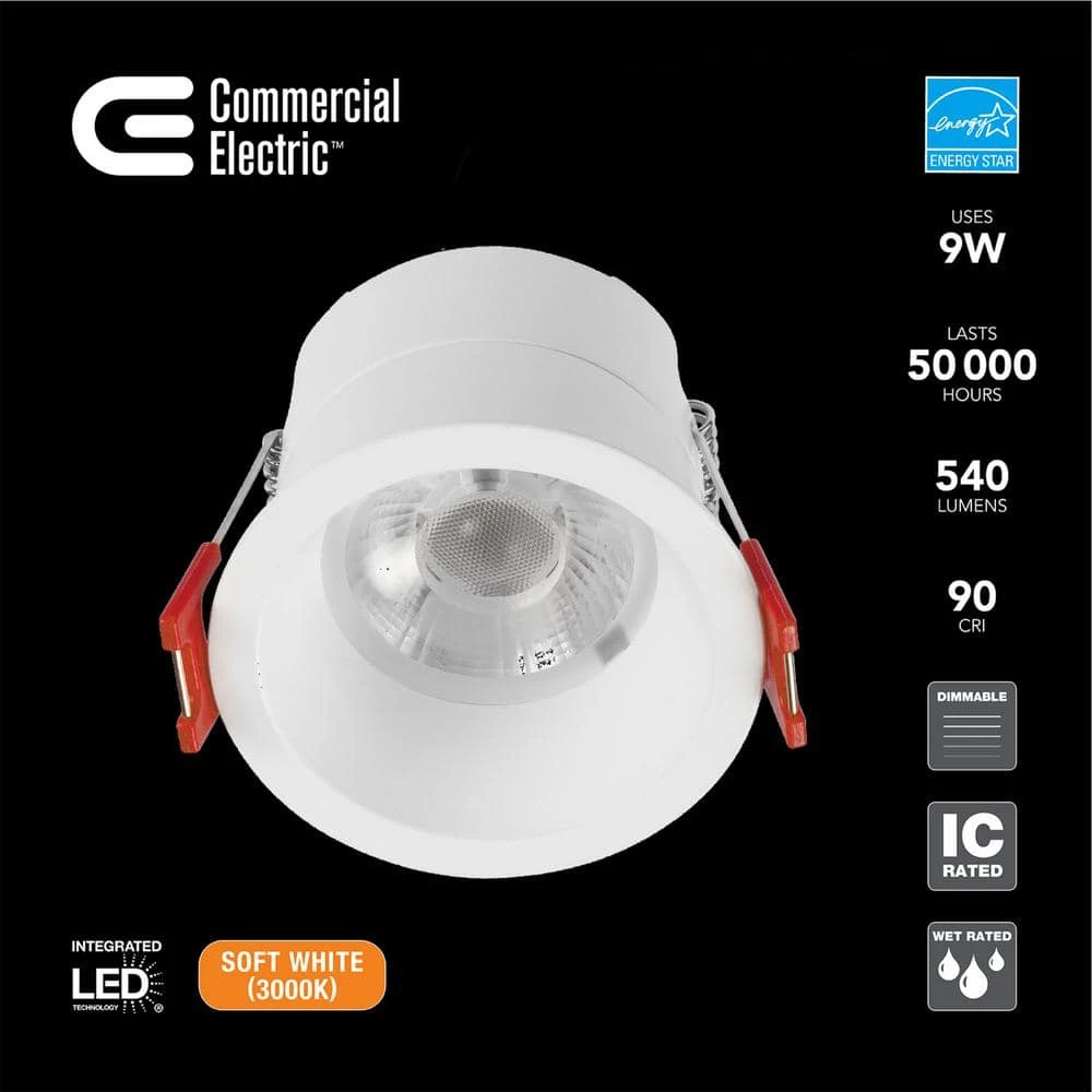 4 in. White Interchangeable Trim LED Integrated Trimless Recessed Lighting Kit by Commercial Electric - Image 2
