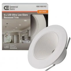 Ultra Low Glare 6 in. 3000K Soft White Integrated LED Recessed Trim Downlight Deep White Baffle Insert 670 Lumens by Commercial Electric