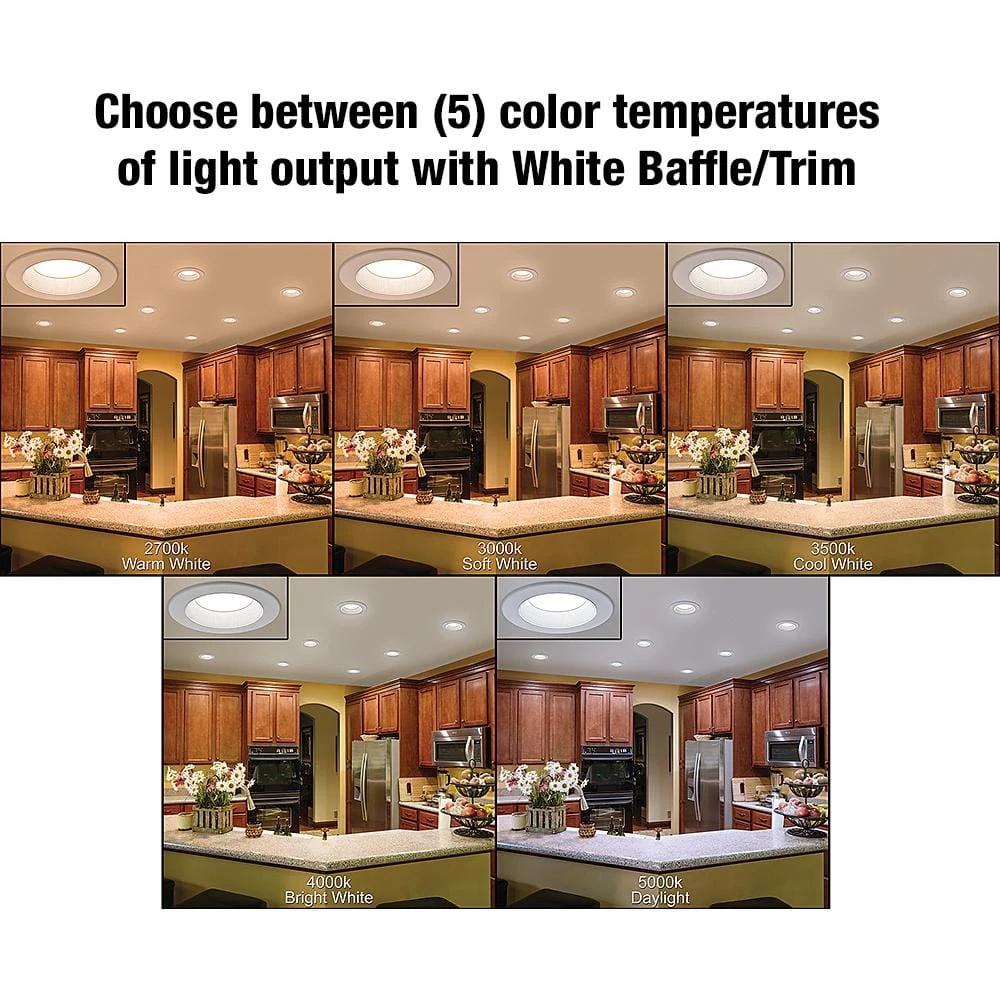 6 in. Selectable Integrated LED Recessed Trim Downlight 30 Configurations in One Fixture High Ceiling Output Dimmable by Commercial Electric - Image 4