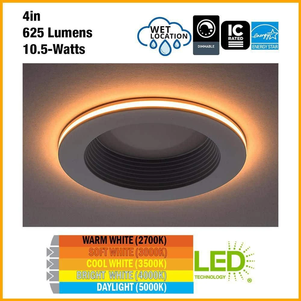 4 in. Selectable Integrated LED Recessed Trim Downlight with Night Light Trim Feature 625 Lumens Dimmable Title 20 by Commercial Electric - Image 3