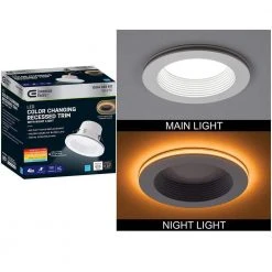 4 in. Selectable Integrated LED Recessed Trim Downlight with Night Light Trim Feature 625 Lumens Dimmable Title 20 by Commercial Electric