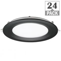 Ultra Slim 6 in. Canless 3000K Adjustable Color Temperatures Integrated LED Recessed Light w/Black Trim Kit (24-Pack) by Commercial Electric