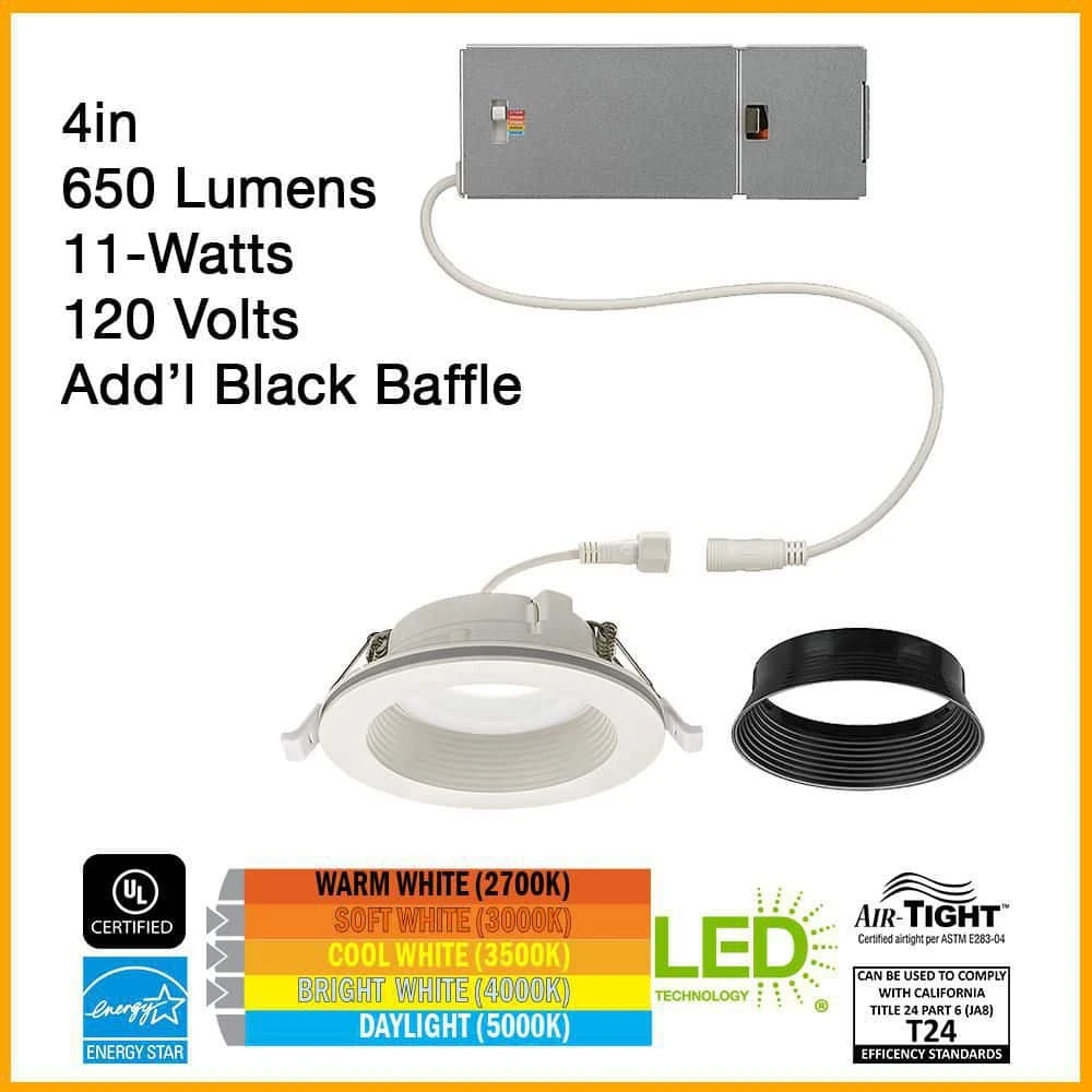 4 in. Canless Adjustable Color Temperature Integrated LED Recessed Light Trim w/ Night Light Reduces Eye Glare (24-Pack) by Commercial Electric - Image 2