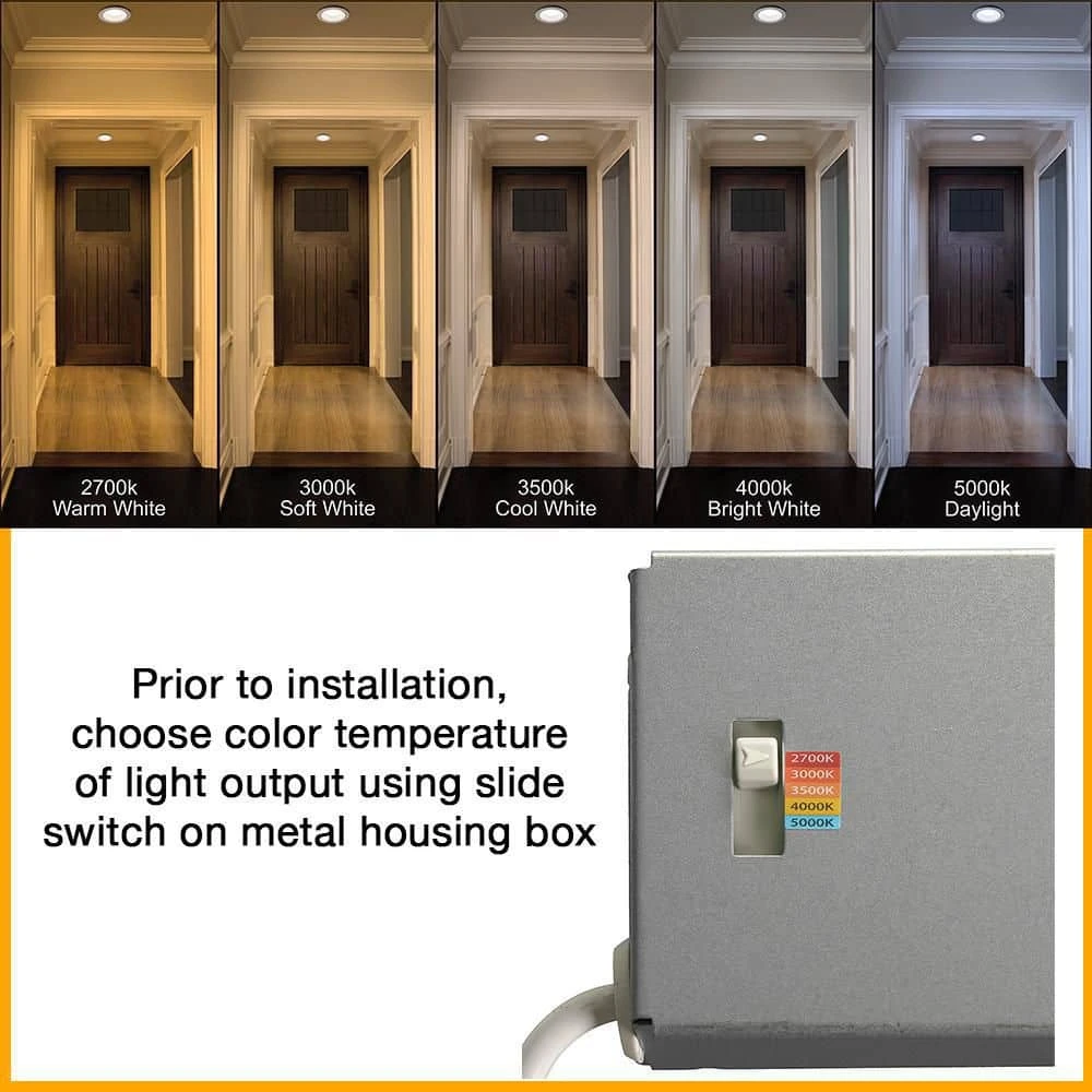 4 in. Canless Color Selectable Integrated LED Recessed Light Trim w/ Night Light Reduces Eye Glare 650 Lumens (8-Pack) by Commercial Electric - Image 3