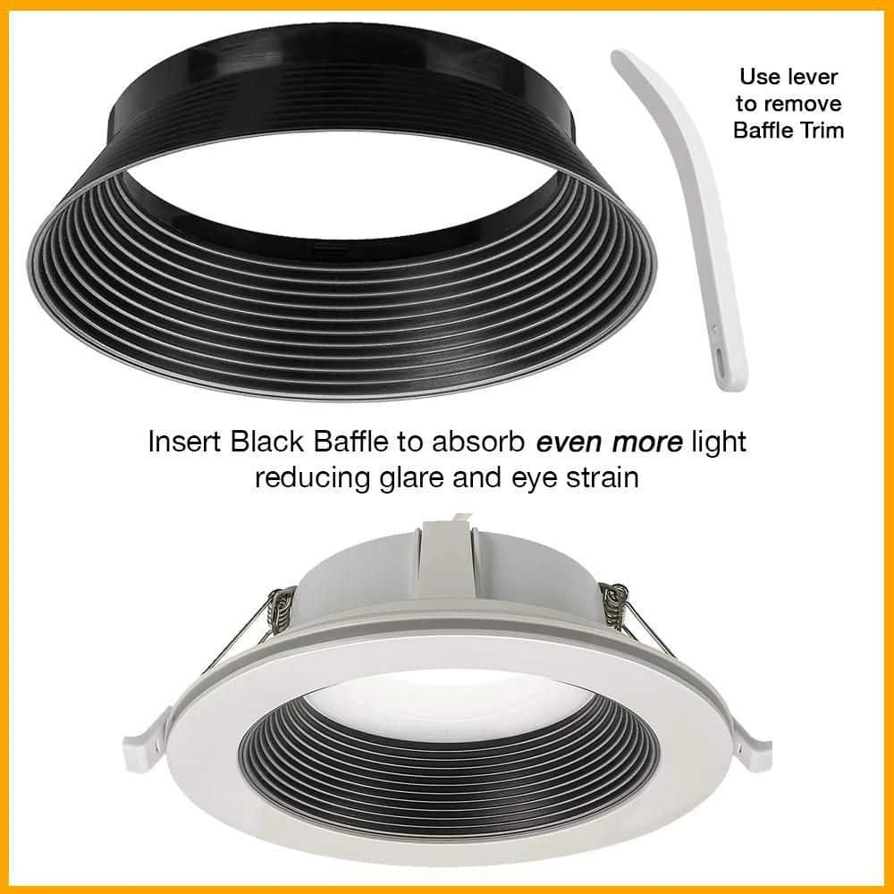 6 in. Canless Color Selectable Integrated LED Recessed Light Trim w/ Night Light Reduces Eye Glare 900 Lumens (4-Pack) by Commercial Electric - Image 5