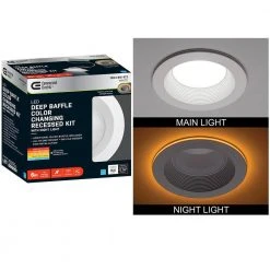 6 in. Canless Color Selectable Integrated LED Recessed Light Trim w/ Night Light Reduces Eye Glare 900 Lumens by Commercial Electric