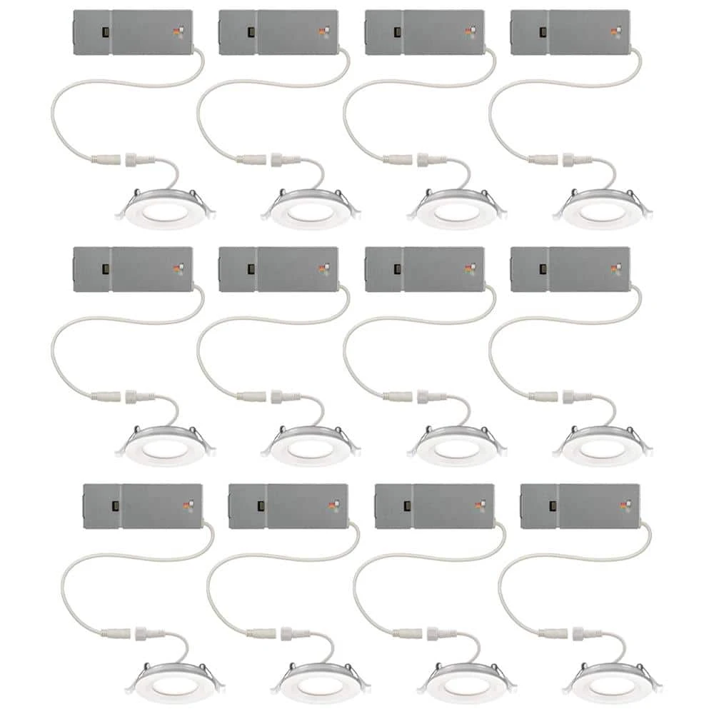 Ultra Slim 3 in. Color Selectable CCT Canless Integrated LED Recessed Light Trim with Night Light Feature (12-Pack) by Commercial Electric