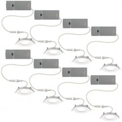 Ultra Slim 3 in. Canless Selectable CCT Integrated LED Recessed Light Trim with Night Light Feature 550 Lumens (8-Pack) by Commercial Electric