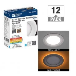 Ultra Slim 4 in. Color Selectable CCT Canless Integrated LED Recessed Light Trim with Night Light Feature (12-Pack) by Commercial Electric
