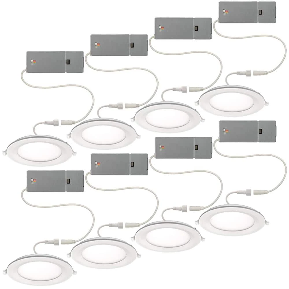 Ultra Slim 6 in. Canless Selectable CCT Integrated LED Recessed Light Trim with Night Light Feature 900 Lumens (8-Pack) by Commercial Electric