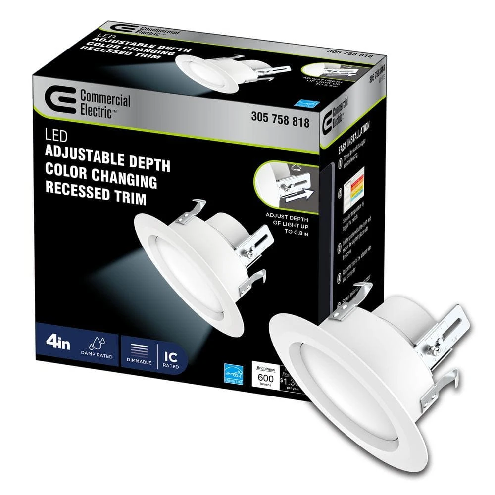 4 in. Selectable Integrated LED Recessed Adjustable Depth Trim by Commercial Electric - Image 4