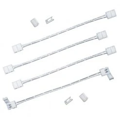 6 in. White Connector Cord LED Strip Light Connector Pack (4 x 6 in. Snap Connectors, 4 Wire Mounting Clips) by Commercial Electric