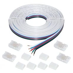 13 ft. Connector Cord LED Strip Light Accessory Pack (RGB+W) (4 Wire-to-Tape Connectors, 6 Wire Mounting Clips) by Commercial Electric