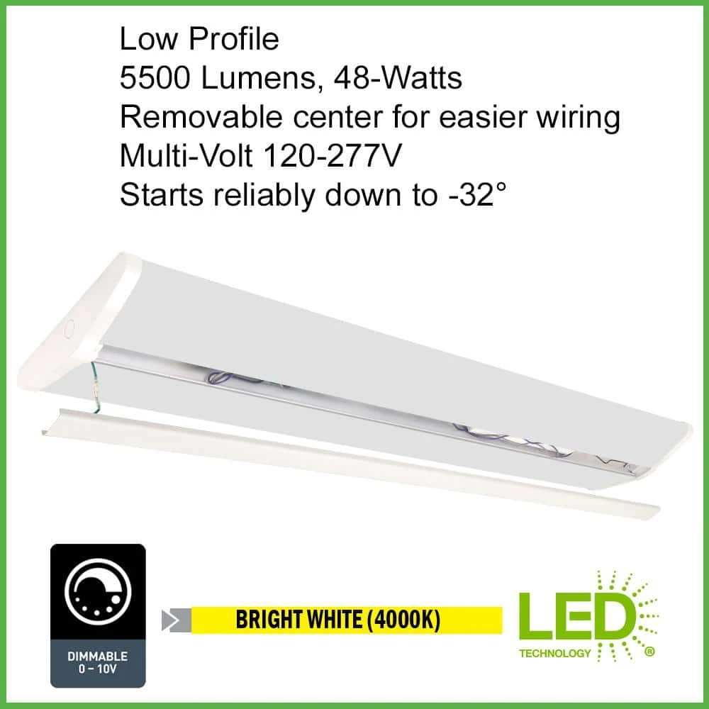 Ultra Low Profile 4 ft. High Output 5500 Lumens Integrated LED Dimmable White Wraparound Light 4000K Bright White by Commercial Electric - Image 2